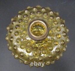 Antique Victorian Old 1880s CENTRAL HOBNAIL Amber Glass Oil Kerosene Lamp EAPG