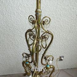 Antique Victorian Ornate Cast Brass Piano Floor Oil Lamp