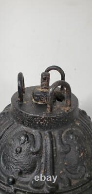 Antique Victorian Ornate Hanging Chandelier Cast Iron Oil Lamp Holder