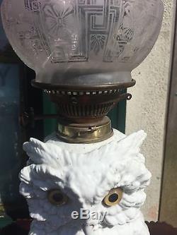 Antique Victorian Owl Oil Lamp
