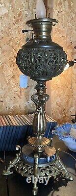 Antique Victorian P&a Parlor Banquet Oil Lamp Converted Elect