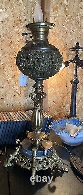 Antique Victorian P&a Parlor Banquet Oil Lamp Converted Elect