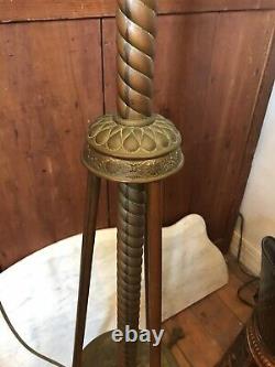 Antique Victorian Piano Floor Oil Lamp Electrified Brass 57 1/2