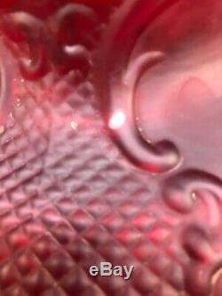 Antique Victorian Red Satin Banquet Oil Lamp GWTW Consolidated Glass Fishnet