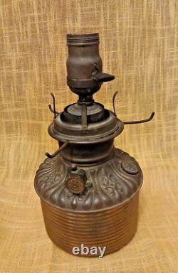 Antique Victorian Red Satin Glass Fostoria Consolidated GWTW Kerosene Lamp