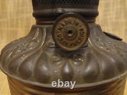 Antique Victorian Red Satin Glass Fostoria Consolidated GWTW Kerosene Lamp