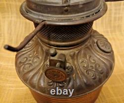 Antique Victorian Red Satin Glass Fostoria Consolidated GWTW Kerosene Lamp