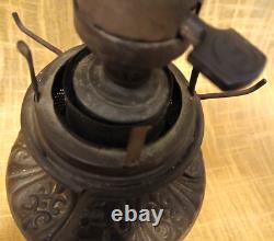 Antique Victorian Red Satin Glass Fostoria Consolidated GWTW Kerosene Lamp