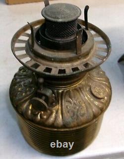 Antique Victorian Ruby Red Satin Glass Oil Lamp with Fostoria Burner