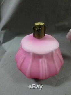 Antique Victorian Satin Cranberry Peg Oil Lamp Shade Falk Burner