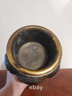 Antique Victorian Spelter Cherub Oil Lamp Font Sconce With Marble Base