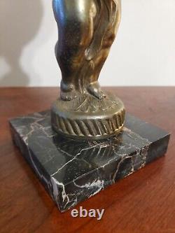 Antique Victorian Spelter Cherub Oil Lamp Font Sconce With Marble Base