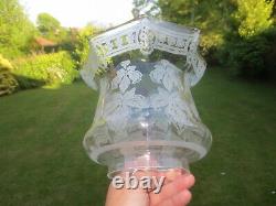 Antique Victorian Veritas Acid Etched Duplex Tulip Oil Lamp Shade