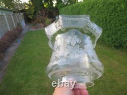 Antique Victorian Veritas Acid Etched Duplex Tulip Oil Lamp Shade