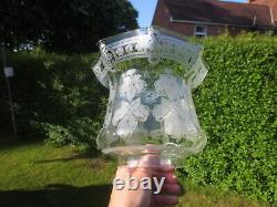 Antique Victorian Veritas Acid Etched Duplex Tulip Oil Lamp Shade