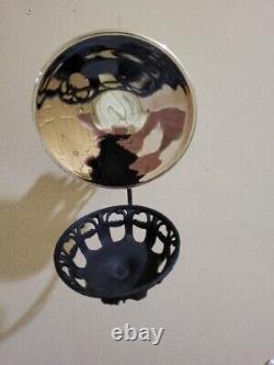 Antique Victorian Wall Kerosene Oil Lamp Cast Iron Bracket Mercury Reflector