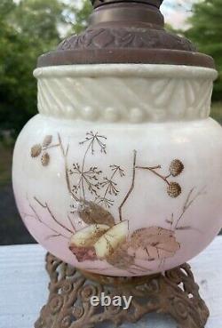 Antique Victorian Wallace & Sons Oil Lamp Glass Font Art Nouveau 19th C. Glass