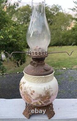 Antique Victorian Wallace & Sons Oil Lamp Glass Font Art Nouveau 19th C. Glass