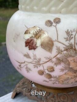 Antique Victorian Wallace & Sons Oil Lamp Glass Font Art Nouveau 19th C. Glass