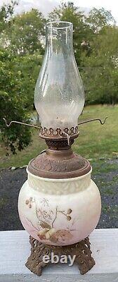 Antique Victorian Wallace & Sons Oil Lamp Glass Font Art Nouveau 19th C. Glass