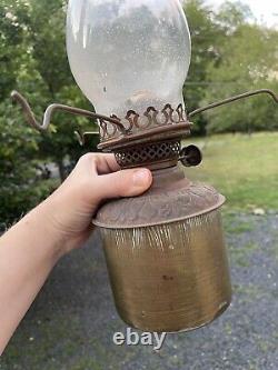 Antique Victorian Wallace & Sons Oil Lamp Glass Font Art Nouveau 19th C. Glass