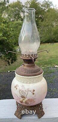 Antique Victorian Wallace & Sons Oil Lamp Glass Font Art Nouveau 19th C. Glass
