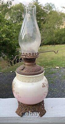 Antique Victorian Wallace & Sons Oil Lamp Glass Font Art Nouveau 19th C. Glass