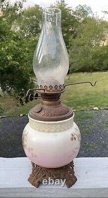 Antique Victorian Wallace & Sons Oil Lamp Glass Font Art Nouveau 19th C. Glass