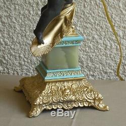 Antique Victorian Winged Putti Statue Cherub Oil Banquet Lamp 19th/c Converted