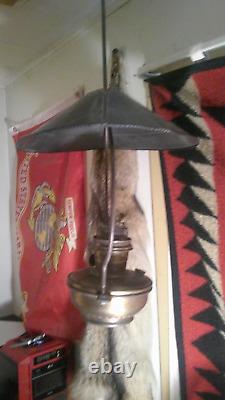 Antique Vintage Aladdin Model B Hanging Oil Lamp With Shade & Hanger