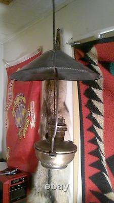 Antique Vintage Aladdin Model B Hanging Oil Lamp With Shade & Hanger