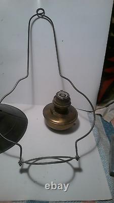 Antique Vintage Aladdin Model B Hanging Oil Lamp With Shade & Hanger