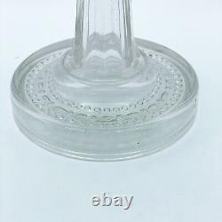 Antique Vintage Green Clear Glass Paneled Kerosene Oil Lamp Base and Burner EAPG