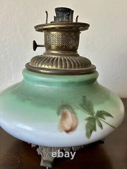 Antique Vintage L&B Oil Kerosene Lamp Hand Painted Floral