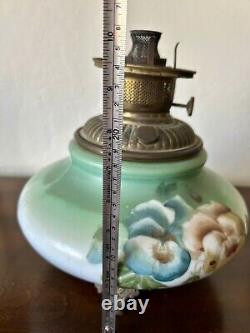 Antique Vintage L&B Oil Kerosene Lamp Hand Painted Floral