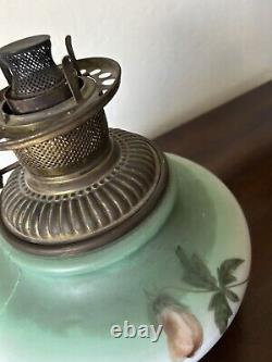 Antique Vintage L&B Oil Kerosene Lamp Hand Painted Floral