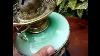 Antique Vintage Old Brass Oil Lamp Badly Damage Green Tinted Shade See Video