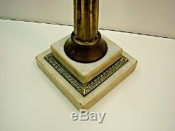 Antique Vintage White Overlay Wheel Cut To Green Glass Oil Lamp Sandwich Era