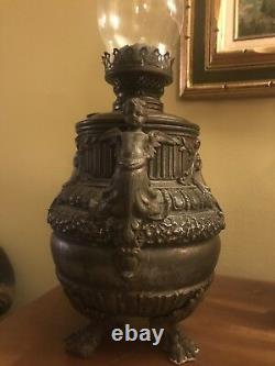 Antique Vtg Brass Cherub Cupid Boudoir Parlor Estate Oil Lamp