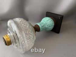 Antique Vtg Eapg Sandwich Glass Blue Kerosene Banquet Piano Parlor Oil Lamp