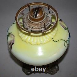 Antique Vtg GONE WITH THE WIND Oil Parlor LAMP Embossed MILK GLASS HOBNAIL GLOBE