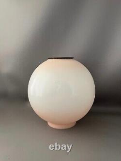 Antique Vtg Gwtw Pink & White Cased Glass Oil Banquet Lamp Ball Shade Globe Part