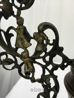 Antique Vtg Hanging Oil Lamp Chandelier PIED PIPER Children Country Store Wood