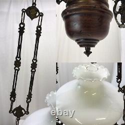 Antique Vtg Hanging Oil Lamp Chandelier PIED PIPER Children Country Store Wood