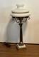 Antique Vtg Victorian Art Deco Elec Banquet Oil Lamp Pedestal Marble Glass Brass