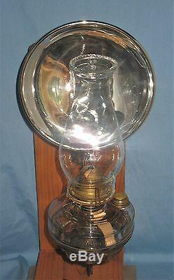 Antique Wall Bracket Oil Lamp Backplate Holder Glass Font Mercury Reflector