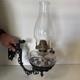 Antique Wall Hanging Oil Lamp With Swing Bracket Purple Hue Oil Font Queen Ann