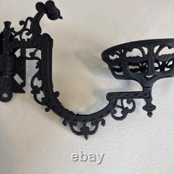 Antique Wall Hanging Oil Lamp With Swing Bracket Purple Hue Oil Font Queen Ann
