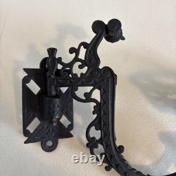 Antique Wall Hanging Oil Lamp With Swing Bracket Purple Hue Oil Font Queen Ann