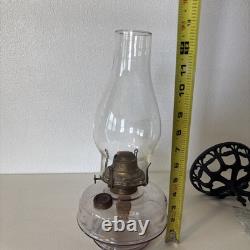Antique Wall Hanging Oil Lamp With Swing Bracket Purple Hue Oil Font Queen Ann